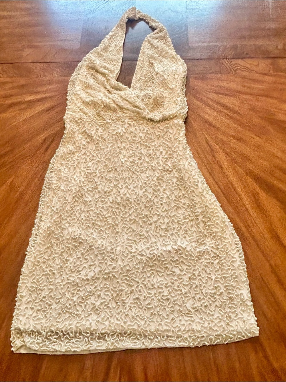 Aidan Mattox Cream Halter Mini Dress